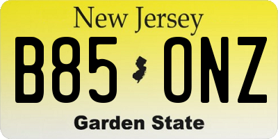 NJ license plate B85ONZ