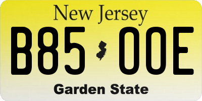 NJ license plate B85OOE