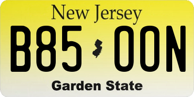NJ license plate B85OON