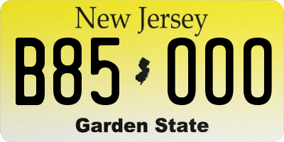 NJ license plate B85OOO