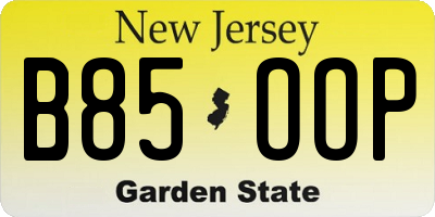 NJ license plate B85OOP