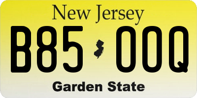 NJ license plate B85OOQ