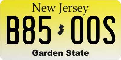 NJ license plate B85OOS