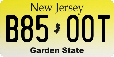 NJ license plate B85OOT