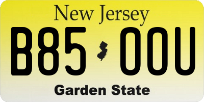 NJ license plate B85OOU