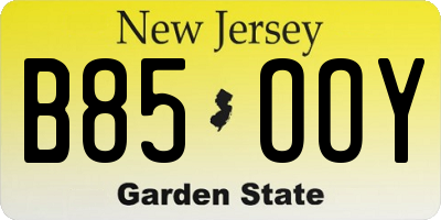 NJ license plate B85OOY