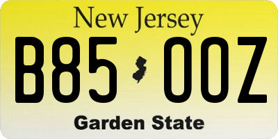NJ license plate B85OOZ