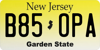 NJ license plate B85OPA