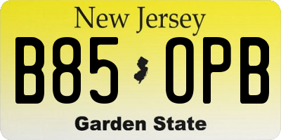 NJ license plate B85OPB
