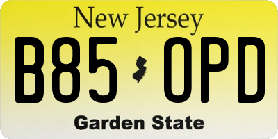NJ license plate B85OPD