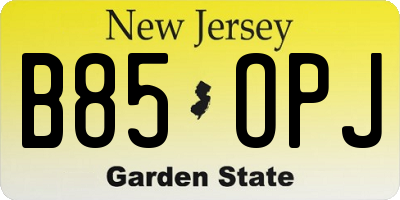 NJ license plate B85OPJ