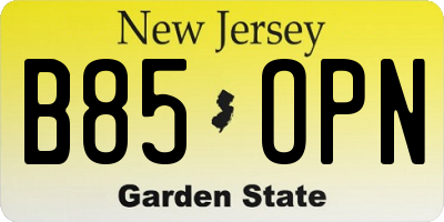 NJ license plate B85OPN