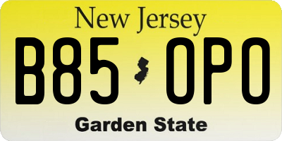 NJ license plate B85OPO