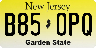 NJ license plate B85OPQ
