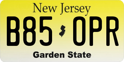 NJ license plate B85OPR