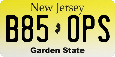 NJ license plate B85OPS
