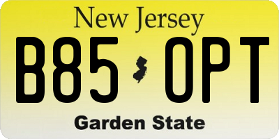 NJ license plate B85OPT