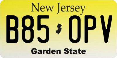 NJ license plate B85OPV