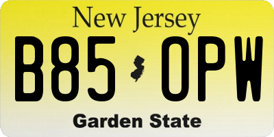 NJ license plate B85OPW