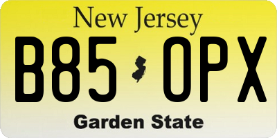 NJ license plate B85OPX