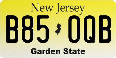 NJ license plate B85OQB