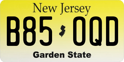 NJ license plate B85OQD
