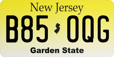 NJ license plate B85OQG