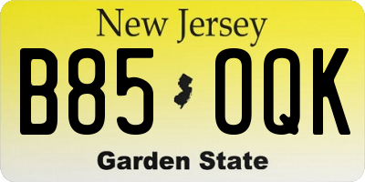 NJ license plate B85OQK