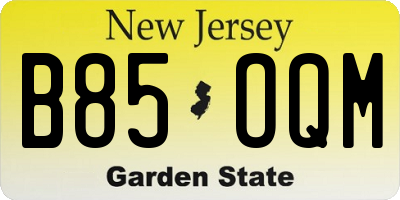 NJ license plate B85OQM