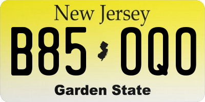 NJ license plate B85OQO