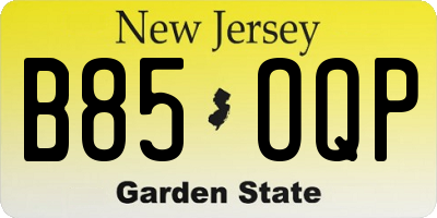 NJ license plate B85OQP