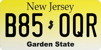 NJ license plate B85OQR