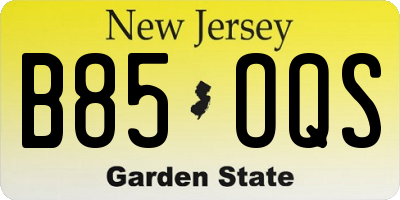 NJ license plate B85OQS