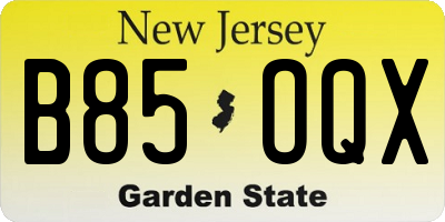 NJ license plate B85OQX