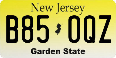 NJ license plate B85OQZ