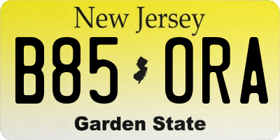NJ license plate B85ORA