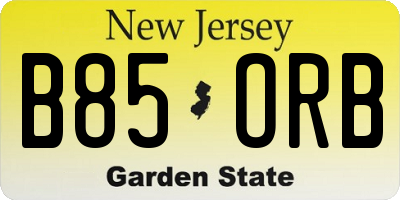 NJ license plate B85ORB