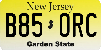 NJ license plate B85ORC