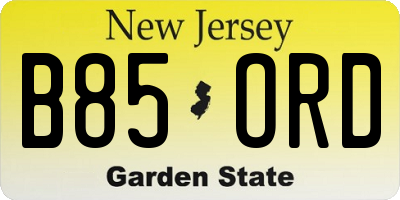 NJ license plate B85ORD