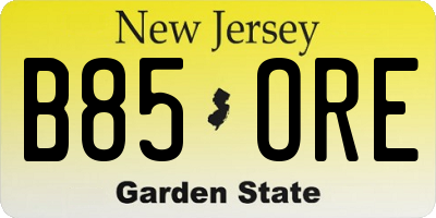 NJ license plate B85ORE