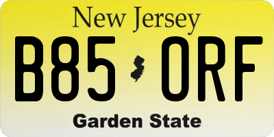 NJ license plate B85ORF