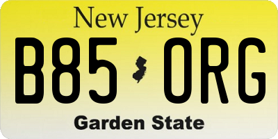 NJ license plate B85ORG