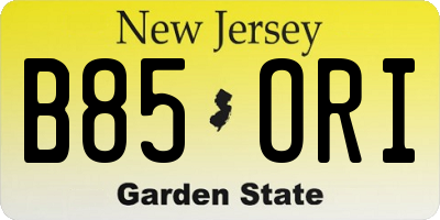 NJ license plate B85ORI
