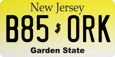 NJ license plate B85ORK