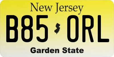 NJ license plate B85ORL