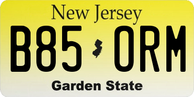 NJ license plate B85ORM