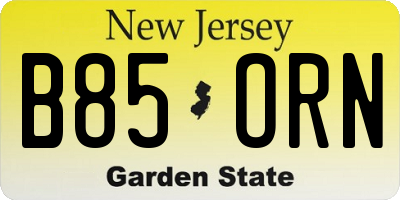 NJ license plate B85ORN