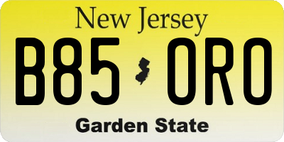 NJ license plate B85ORO