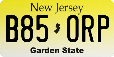 NJ license plate B85ORP