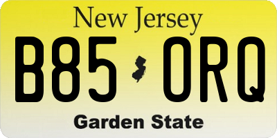NJ license plate B85ORQ